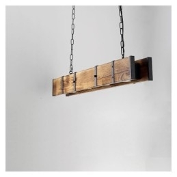 Industriell Stil Anhengslampe Rektangulær Tre Taklampe Øy