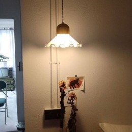 Moderne Blonde Glass Pendellampe Enkelt Hode Pendellampe