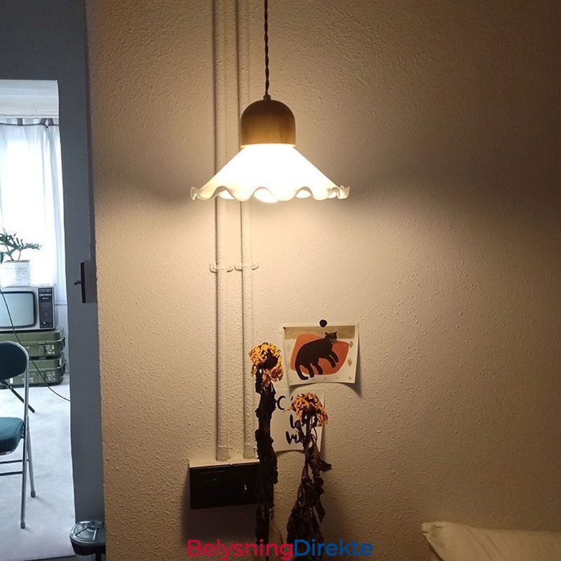 Moderne Blonde Glass Pendellampe Enkelt Hode Pendellampe