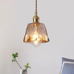 Unik Mini-Glass Pendellampe I Japansk Stil, Ravfarget Dekorativ Belysning