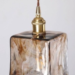 Unik Mini-Glass Pendellampe I Japansk Stil, Ravfarget Dekorativ Belysning