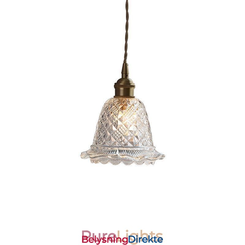 Moderne Blomsterglass Pendellampe Med 1 Lyspære Dekorativ Lampe