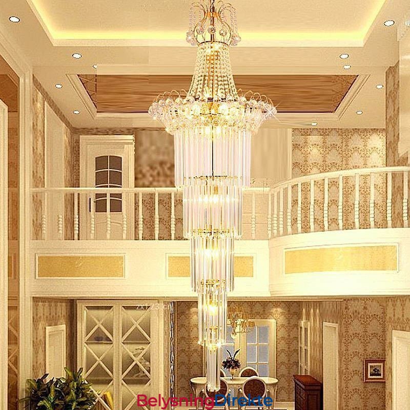 Elegant Lang Anhengskrystalllysekrone