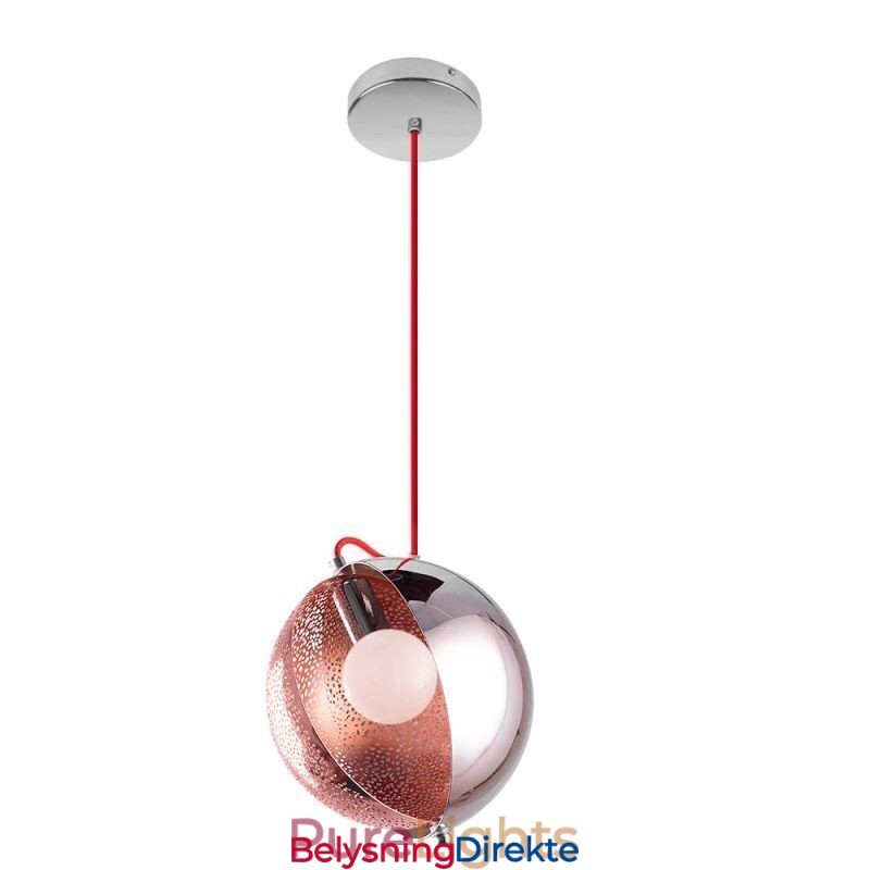 Moderne Rosegull Pendellampe Halvrund Glasslampeskjerm Dekorativ Lampe Kafé