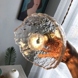 Uregelmessig Messingglass Pendellampe Hammer Glass Taklampe