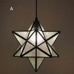 Europeisk Anhengslampe I Farget Glass, Kreativ Stjerneanhengslampe