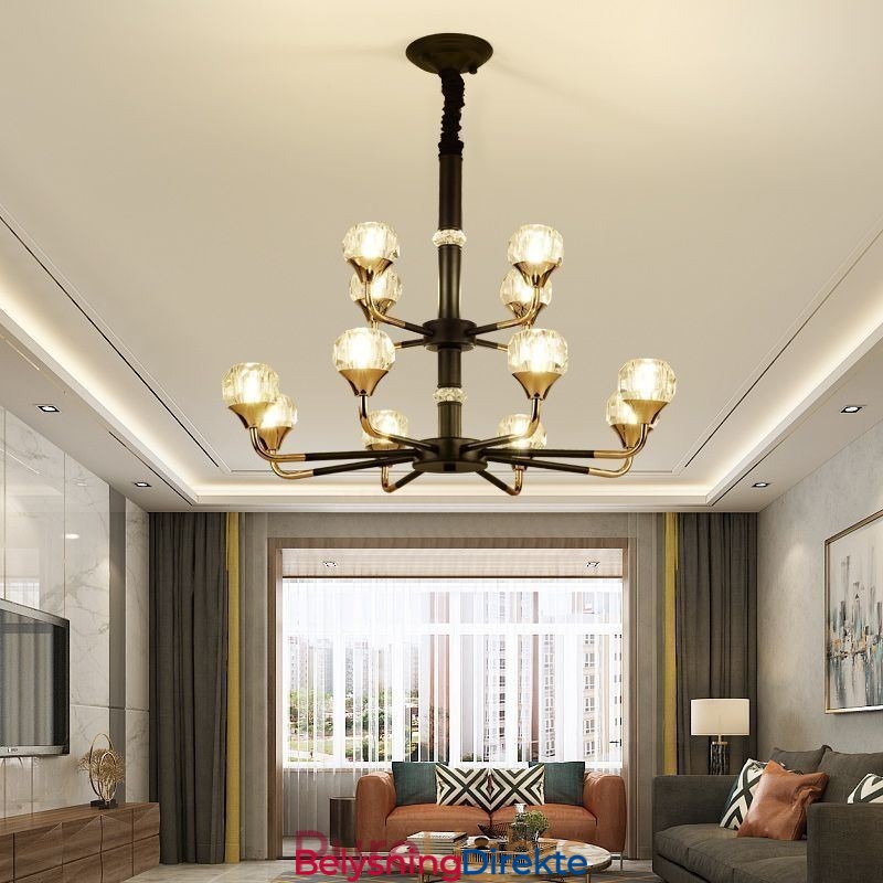 Moderne Krystallanhengslampe Elegant Krystalllysekrone
