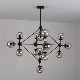 Lysekrone Med 15 Lys I Glass, Kuleformet, Retro, Utendørs, Garasje, Metall
