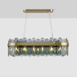 Minimalistisk Glassanhengslampe Unik Farge Rektangulær Taklampe Øy