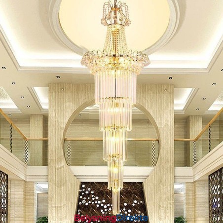 Elegant Lang Anhengskrystalllysekrone