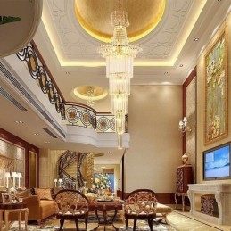 Elegant Lang Anhengskrystalllysekrone