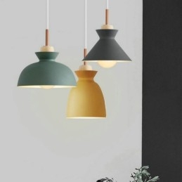 Pendellampe Nordisk Metallkuppel Makaronfarger Lampelampe