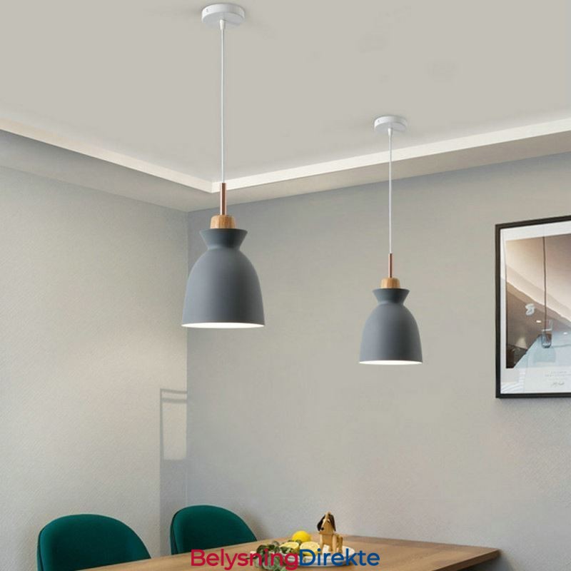 Pendellampe Nordisk Metallkuppel Makaronfarger Lampelampe