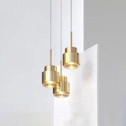 Postmoderne Glass Pendellampe Gyllen Sylinderlampe Lyssterk Belysningslampe