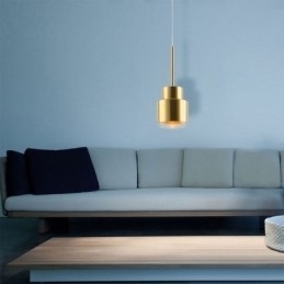 Postmoderne Glass Pendellampe Gyllen Sylinderlampe Lyssterk Belysningslampe