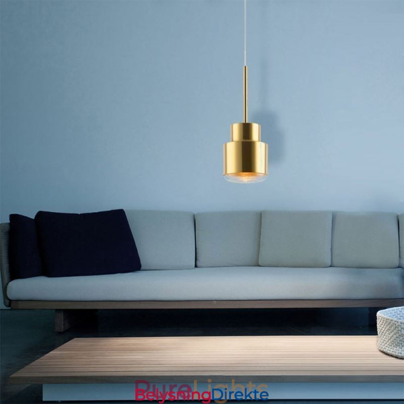 Postmoderne Glass Pendellampe Gyllen Sylinderlampe Lyssterk Belysningslampe