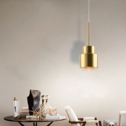 Postmoderne Glass Pendellampe Gyllen Sylinderlampe Lyssterk Belysningslampe