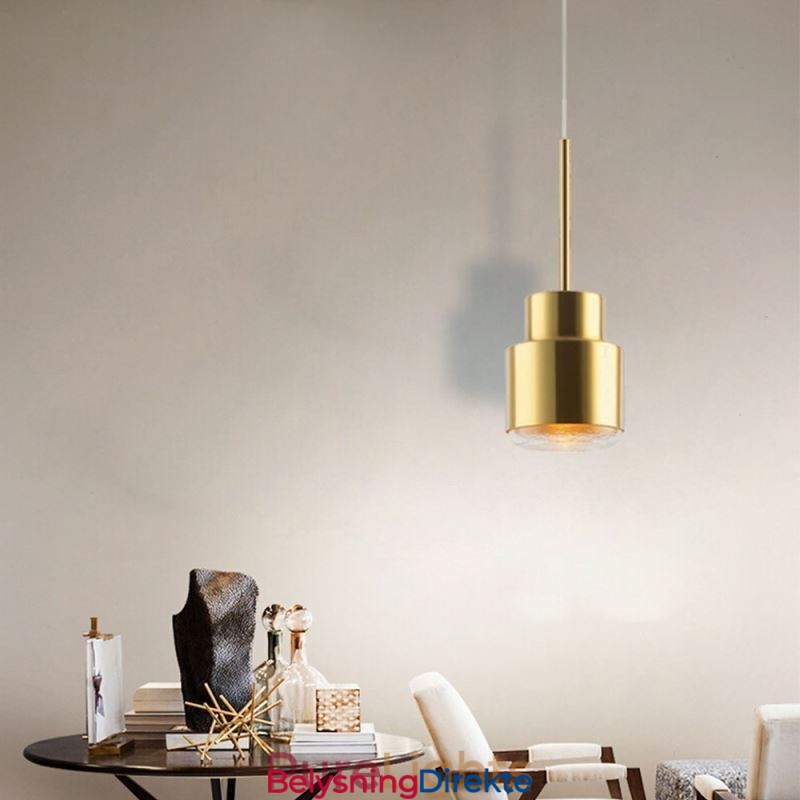 Postmoderne Glass Pendellampe Gyllen Sylinderlampe Lyssterk Belysningslampe