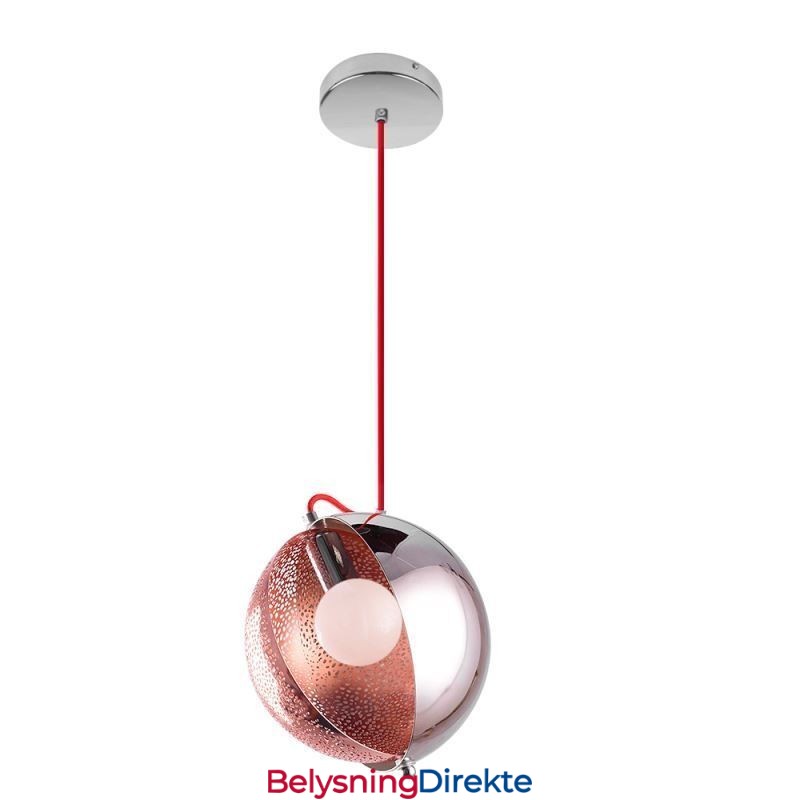Moderne Rosegull Pendellampe Halvrund Glasslampeskjerm Dekorativ Lampe Kafé