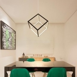 Svart Pendellampe Geometrisk Kubebelysning