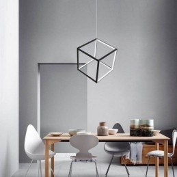 Svart Pendellampe Geometrisk Kubebelysning