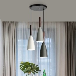 Moderne Enkel Pendellampe Med Tre Lys, Kreativ Aluminiumskunstlampe, Kafé