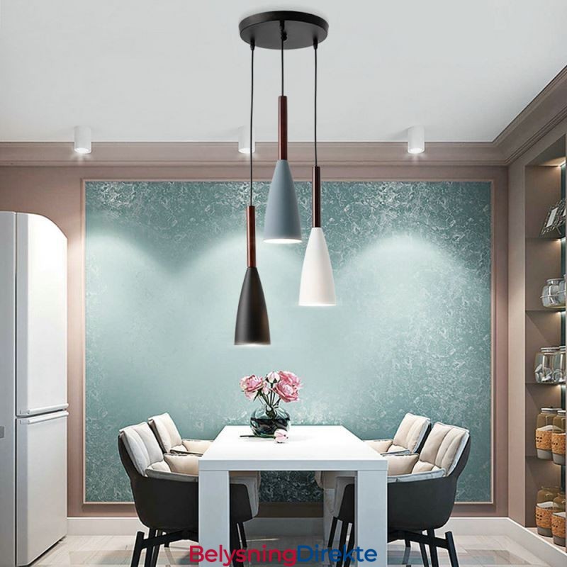 Moderne Enkel Pendellampe Med Tre Lys, Kreativ Aluminiumskunstlampe, Kafé