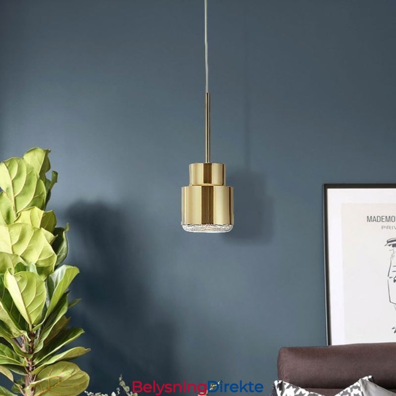 Postmoderne Glass Pendellampe Gyllen Sylinderlampe Lyssterk Belysningslampe