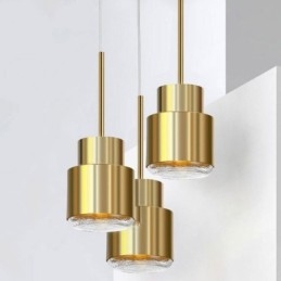 Postmoderne Glass Pendellampe Gyllen Sylinderlampe Lyssterk Belysningslampe