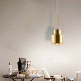 Postmoderne Glass Pendellampe Gyllen Sylinderlampe Lyssterk Belysningslampe