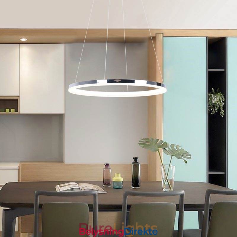 Moderne Pendellampe I Akryl, Sirkelformet Lampe, 40 Cm