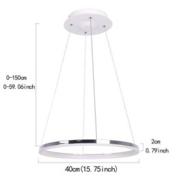 Moderne Pendellampe I Akryl, Sirkelformet Lampe, 40 Cm