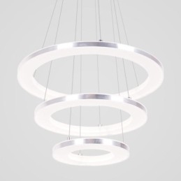 Moderne Pendellampe I Akryl Med 3 Ringer, 40+30+20 Cm