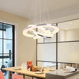 Moderne Pendellampe I Akryl Med 3 Ringer, 40+30+20 Cm