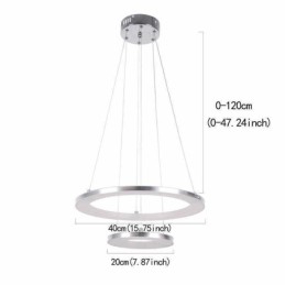 Moderne Pendellampe Akryl Med 2 Ringer, 40+20 Cm