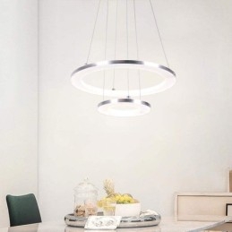 Moderne Pendellampe Akryl Med 2 Ringer, 40+20 Cm
