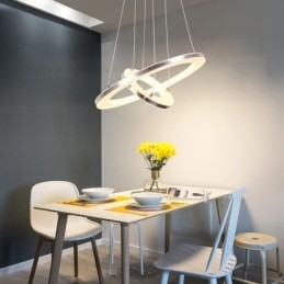 Moderne Pendellampe Akryl Med 2 Ringer, 40+20 Cm