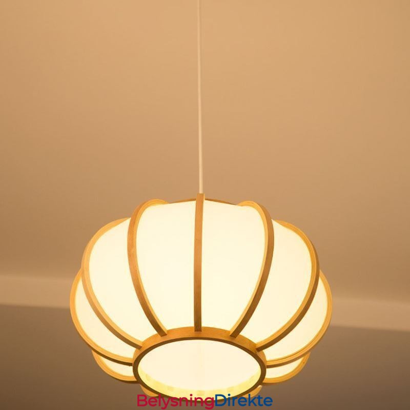 Kreativ Japansk Bambus Pendellampe Moderne Enkel Pendellampe Tearoom Rund Lampe
