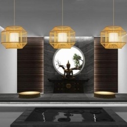 Lanterne Bambus Pendellampe Kreativ Japansk Pendellampe