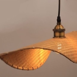 Kreativ Bladformet Pendellampe Moderne Bambus Pendellampe Tearoom Lighting