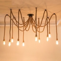 Retro Stil 6 10 Hoder Anhengslampe Hamptau Lysekrone Vintage Taklampe