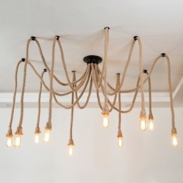 Retro Stil 6 10 Hoder Anhengslampe Hamptau Lysekrone Vintage Taklampe