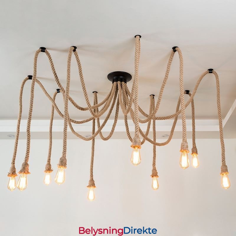Retro Stil 6 10 Hoder Anhengslampe Hamptau Lysekrone Vintage Taklampe