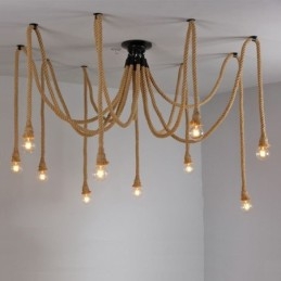 Retro Stil 6 10 Hoder Anhengslampe Hamptau Lysekrone Vintage Taklampe