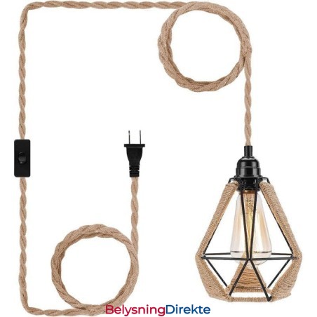 Retro Pendellampe Med Hamptau, Taklampe, 5 M Hengende Wire