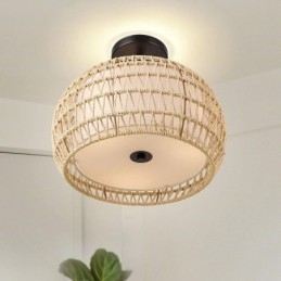 Papirsnor I Stoff, Innfelt, 32 Cm, Rund Lampeskjerm, 3 Lys