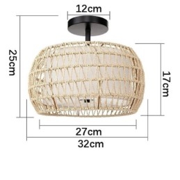 Papirsnor I Stoff, Innfelt, 32 Cm, Rund Lampeskjerm, 3 Lys