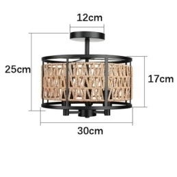 Retro Taklampe Svart Jernpapirsnor Taklampe 3 Lys