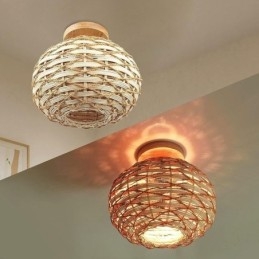 Trefarget Gresskar Innfelt Papirtau Rotting Vevd Lampeskjerm
