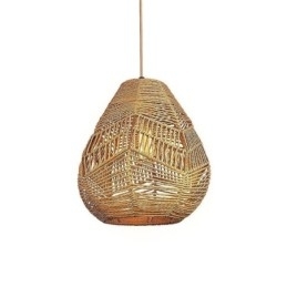 Nordisk Retro Taklampe Med Naturlig Papirsnor, Håndvevd Lampeskjerm
